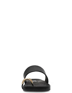 DOVE FLAT SANDAL BLACK LEATHER