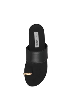 DOVE FLAT SANDAL BLACK LEATHER