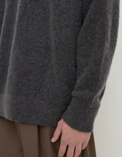 Dover Boucle Knit Cashmere Polo Charcoal