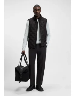 Down-filled gilet with welded-logo pattern