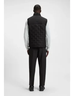 Down-filled gilet with welded-logo pattern