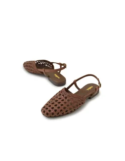 Drasa Woven Leather Slingback Flats