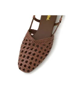 Drasa Woven Leather Slingback Flats