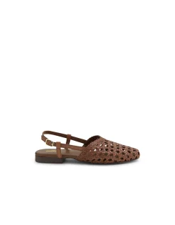 Drasa Woven Leather Slingback Flats