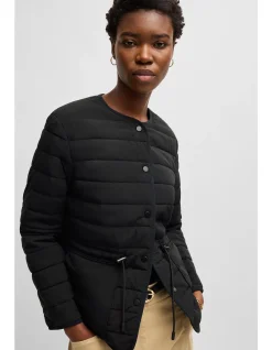 Drawcord-Waist Water-Repellent Jacket Black