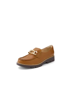 Drizza Gold Chain Detail Leather Loafers