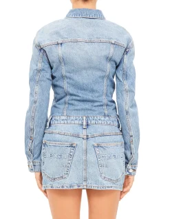 DROPPED SHOULDER MINI DRESS BACK PKT EMBOSS