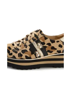 Eagleso Jewelled Platform Leopard Sneakers