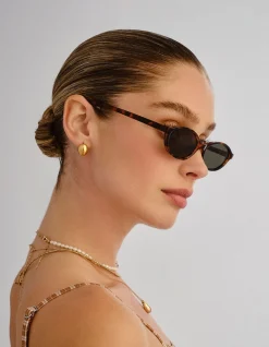 EARTHSHINE DARK TORT OVAL SUNGLASSES