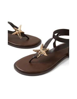 East Starfish Embellished Leather Thong Sandals