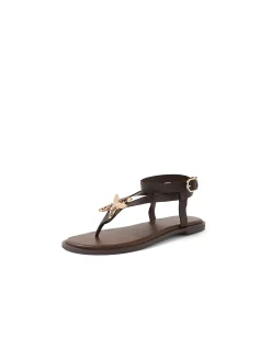 East Starfish Embellished Leather Thong Sandals