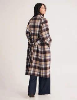 EDI CHECKED FUNNEL COLLAR COAT