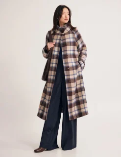 EDI CHECKED FUNNEL COLLAR COAT