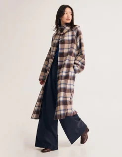 EDI CHECKED FUNNEL COLLAR COAT