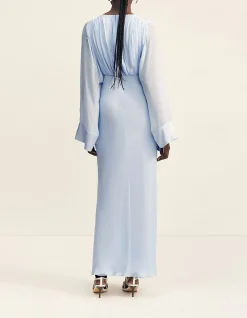 Edie Flared Sleeve Maxi Dress With Scarf