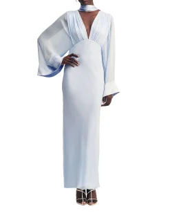 Edie Flared Sleeve Maxi Dress With Scarf
