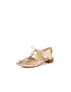 Eith Cut Out Lace Up Leather Flats