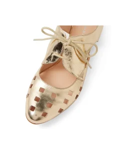 Eith Cut Out Lace Up Leather Flats
