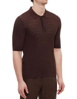 Elegant Knitted Polo Shirt Brown