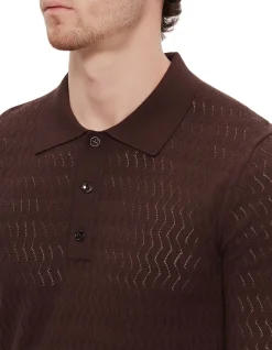 Elegant Knitted Polo Shirt Brown