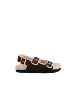 Elidie Faux Fur Lined Triple Strap Sandals