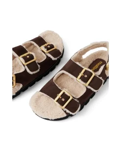 Elidie Faux Fur Lined Triple Strap Sandals