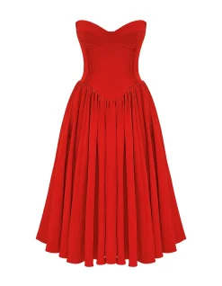 ELIZABETH STRAPLESS MIDI DRESS