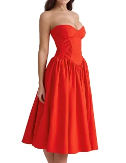 ELIZABETH STRAPLESS MIDI DRESS