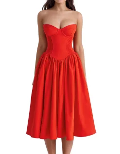ELIZABETH STRAPLESS MIDI DRESS