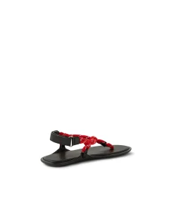 Ellemere Red Rope Leather Flat Sandals