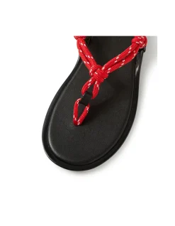 Ellemere Red Rope Leather Flat Sandals