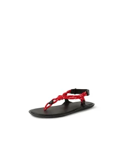 Ellemere Red Rope Leather Flat Sandals