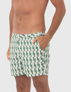 Elm Rock Mens Green Swim Shorts