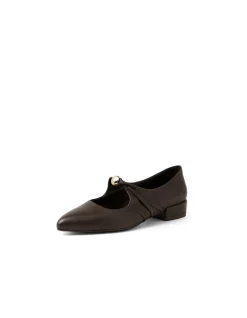 Eloquent Gold Button Leather Flats