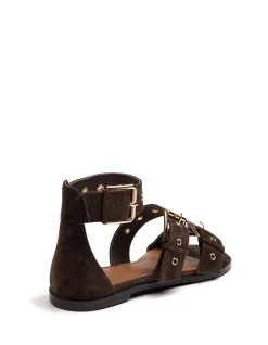 ELYSSA Espresso Suede Leather Sandal