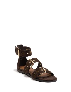 ELYSSA Espresso Suede Leather Sandal