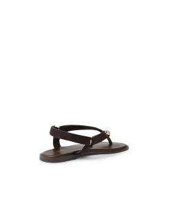 Emblem Metal Hardware Suede Thong Sandals