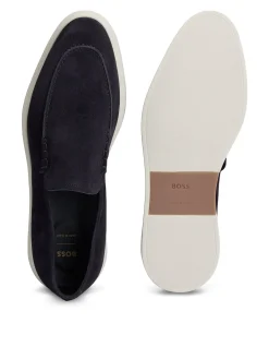 Embossed-Logo Suede Loafers