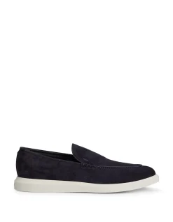 Embossed-Logo Suede Loafers