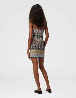 EMBROIDED LACE STRIPED MINI DRESS