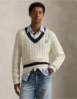 Embroidered Cotton-Blend Cricket Sweater