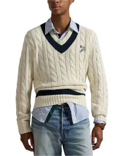 Embroidered Cotton-Blend Cricket Sweater