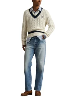 Embroidered Cotton-Blend Cricket Sweater