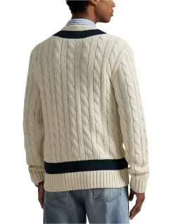 Embroidered Cotton-Blend Cricket Sweater