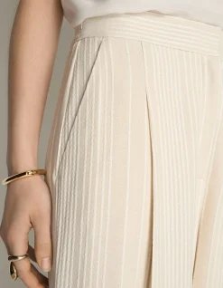 EMBROIDERED STRIPE WIDE LEG PANT