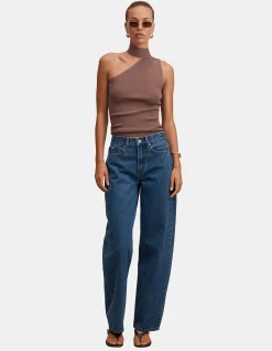 Emma Mid Rise Barrel Leg Cotton Jeans