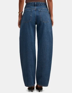 Emma Mid Rise Barrel Leg Cotton Jeans