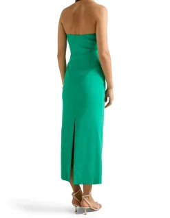 ESMEE U-NECK STRETCH LINEN MIDI DRESS