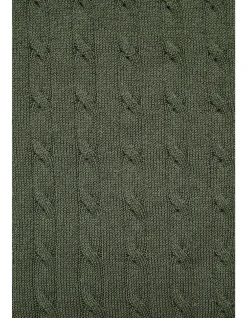EVAN OLIVE KNITTED CABLE POLO
