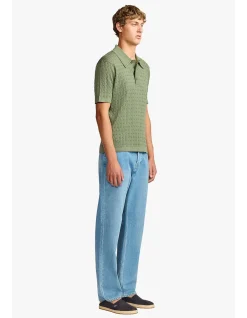 EVAN OLIVE KNITTED CABLE POLO